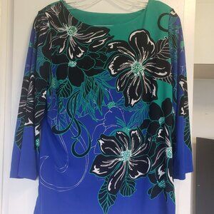 Blue & Green Long Sleeve Top